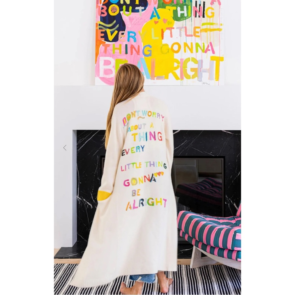 SOLD | Kerri Rosenthal Women’s Poppy Be Alright Duster Cardigan Sweater Cream L - Picture 2 of 14